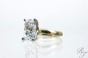 Radiant cut diamond engagement ring after professional Jewelry Repair and prong restoration