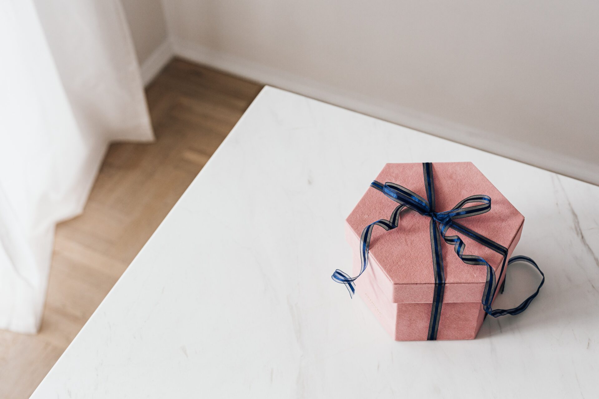 Elegant jewelry gift box with ribbon ready for holiday giving